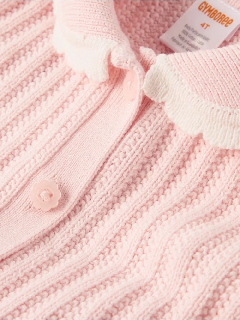 Gymboree Light Pink Knit Ruffle-Trim Sweater Dress White Peter Pan Collar
